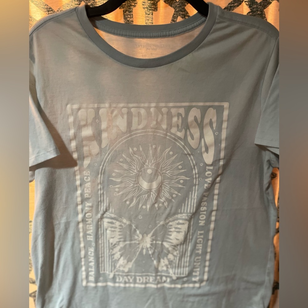 Blue Graphic Tee with Kindness Print